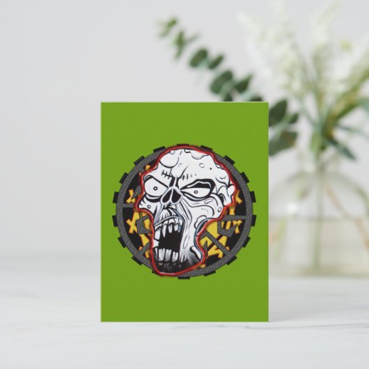Biker Skull Briefkaart (Staand voorkant)
