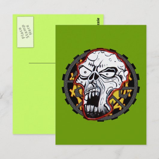 Biker Skull Briefkaart (Voorkant / Achterkant)