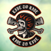 Biker Skull Crossed zuigers Live naar Ride Window Raamsticker (Vel 3)