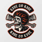 Biker Skull Crossed zuigers Live naar Ride Window Raamsticker (Vel)
