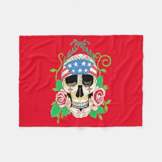 Biker Skull Fleece Deken (Voorkant (Horizontaal))