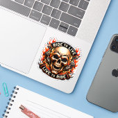 ​Biker Skull Ride to Live Live to Ride Fiery Graph Sticker (Laptop met iPhone)