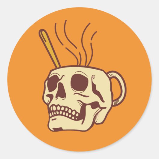 Biker Skull Ronde Sticker (Voorkant)