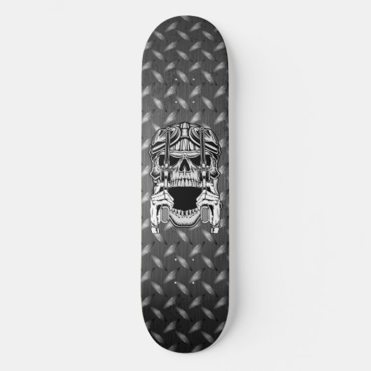 Biker Skull Two Revolvers Diamond Bord Persoonlijk Skateboard (Voorkant)
