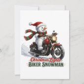 Biker Sneeuwman Kerstverlichting Feestdagenkaart (Voorkant)