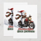 Biker Sneeuwman Kerstverlichting Feestdagenkaart (Voorkant / Achterkant)