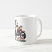 Biker Sneeuwman Kerstverlichting Koffiemok (Voorkant rechts)