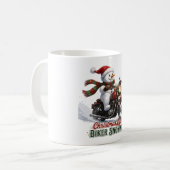 Biker Sneeuwman Kerstverlichting Koffiemok (Voorkant links)