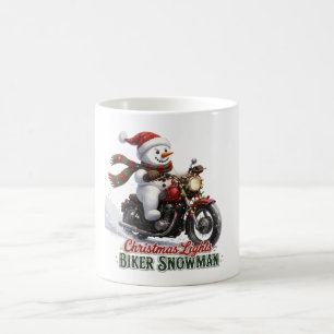 Biker Sneeuwman Kerstverlichting Koffiemok