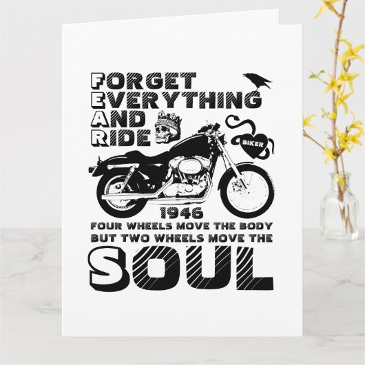 Biker Soul, persoonlijke geboortedatum Kaart (Gele Bloem)
