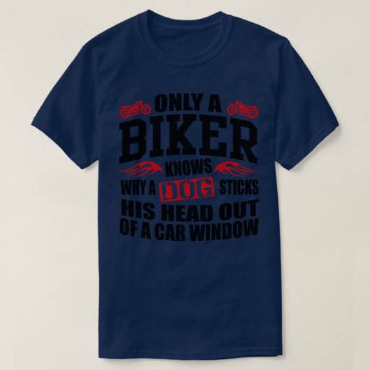 Biker steekt hoofd uit raam t-shirt (Design voorkant)