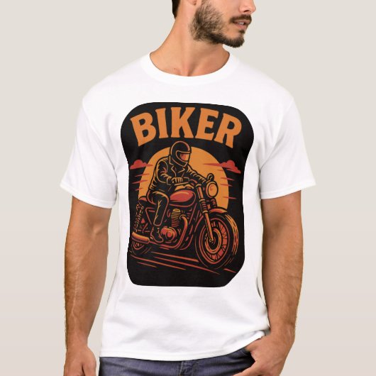Biker stilvolle Motorradfahrer Illustration T-shirt (Voorkant)