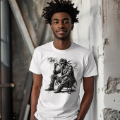 Biker Style Skelet Rokt Sigaar T-shirt