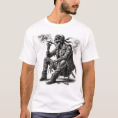Biker Style Skelet Rokt Sigaar T-shirt (Voorkant)