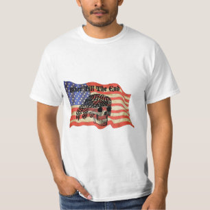Biker tot het einde schedel USA Flag art T-shirt