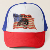 Biker tot het einde schedel USA Flag art Trucker Pet (Voorkant)