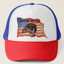 Biker tot het einde schedel USA Flag art Trucker Pet