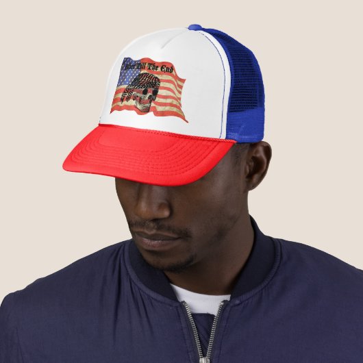 Biker tot het einde schedel USA Flag art Trucker Pet (In situ)