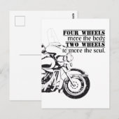 Biker Two Wheels Move The Soul Spruch Briefkaart (Voorkant / Achterkant)