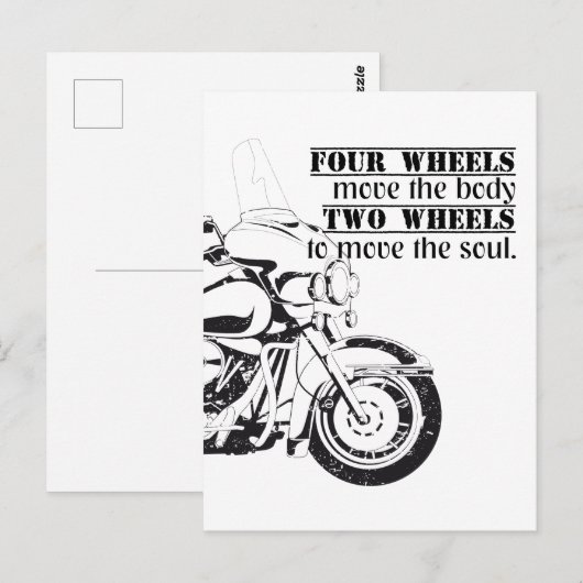 Biker Two Wheels Move The Soul Spruch Briefkaart (Voorkant / Achterkant)