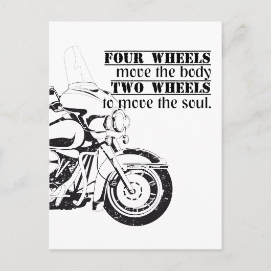 Biker Two Wheels Move The Soul Spruch Briefkaart (Voorkant)