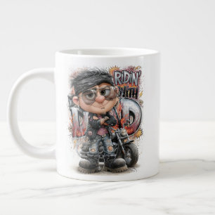 Biker Vader Motorrijden Grote Koffiekop