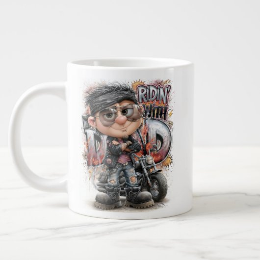Biker Vader Motorrijden Grote Koffiekop (Links)