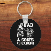Biker vader vader twee Kinder Sons Motocross Motor Sleutelhanger (Voorkant)