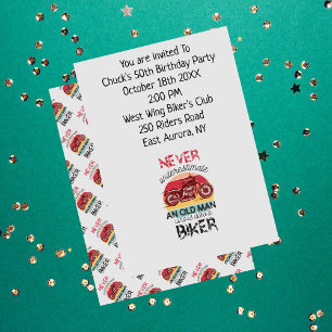 Biker Verjaardagsfeestje Oud Man Joke Kaart