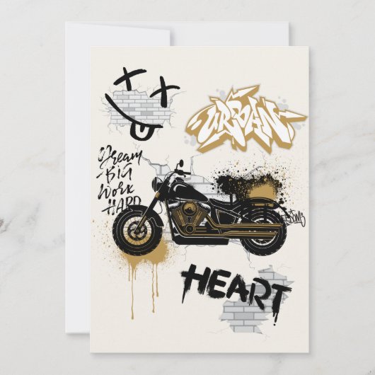 Biker verjaardagsuitnodiging kaart (Voorkant)