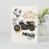 Biker verjaardagsuitnodiging kaart (Staand voorkant)