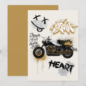 Biker verjaardagsuitnodiging kaart (Voorkant / Achterkant)
