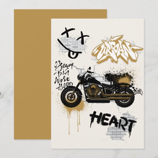 Biker verjaardagsuitnodiging kaart (Voorkant / Achterkant)