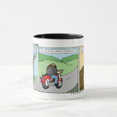 Biker vliegt in het theegedicht mok (Midden)