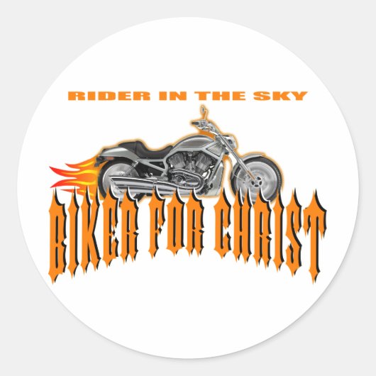 Biker voor Christus Ronde Sticker (Voorkant)