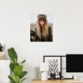 Biker Vrouw Roze Bubble Gum Bel Stijlvol Poster (Thuiskantoor)