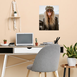 Biker Vrouw Roze Bubble Gum Bel Stijlvol Poster