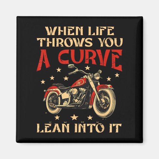 Biker wanneer het leven je een curve motorfiets Ma Magneet (Voorkant)