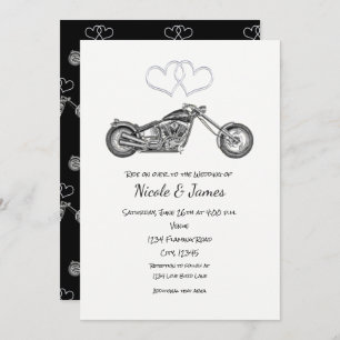 Biker Weddenschap motorfiets Black & Silver Hearts Kaart