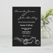 Biker Wedding Black met Swirls-uitnodiging Kaart (Staand voorkant)