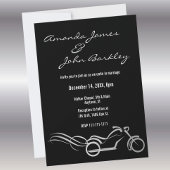 Biker Wedding Black met Swirls-uitnodiging Kaart