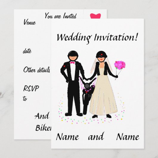 Biker Wedding Invitations Kaart (Voorkant / Achterkant)