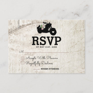 Biker Wedding RSVP Insert Kaart Open Road