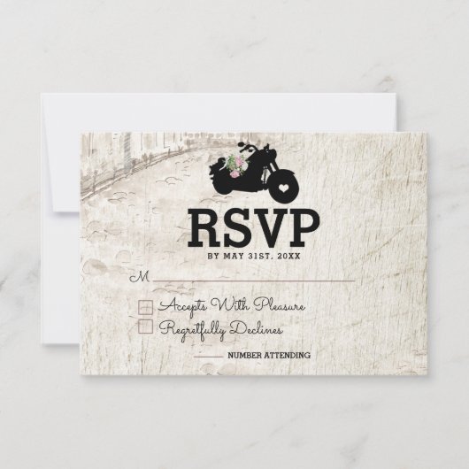 Biker Wedding RSVP Insert Kaart Open Road (Voorkant)