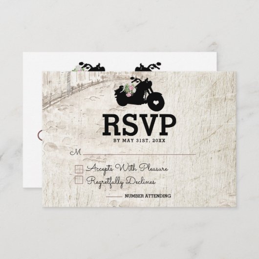 Biker Wedding RSVP Insert Kaart Open Road (Voorkant / Achterkant)