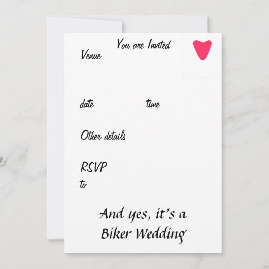 Biker Wedding Save the Date/ Invitations Save The Date (Achterkant)