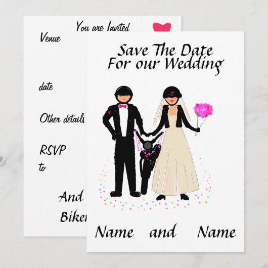 Biker Wedding Save the Date/ Invitations Save The Date (Voorkant / Achterkant)