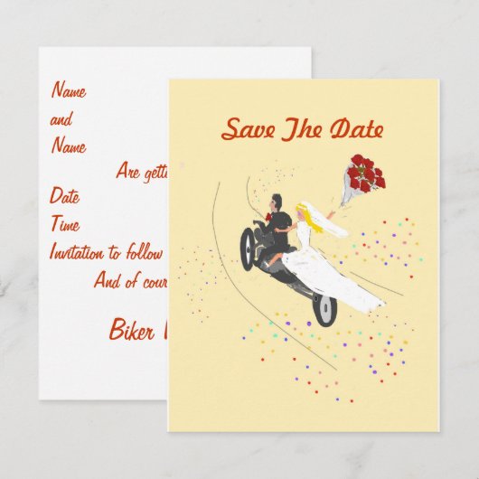 Biker Wedding Save the Date Kaart (Voorkant / Achterkant)