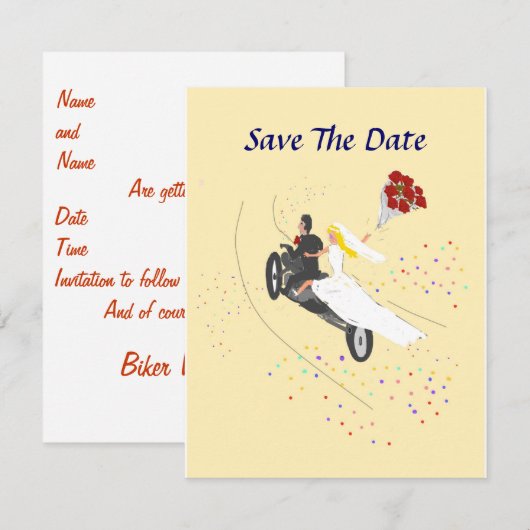 Biker Wedding Save the Date Kaart (Voorkant / Achterkant)