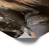 Biker Woman Pink Bubble Gum Bubble Stylish Poster (Hoek)